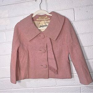 1960s Irish Haute Couture 100% Wool 100% Silk Lined Pink Blazer Designer Vintage